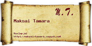 Maksai Tamara névjegykártya